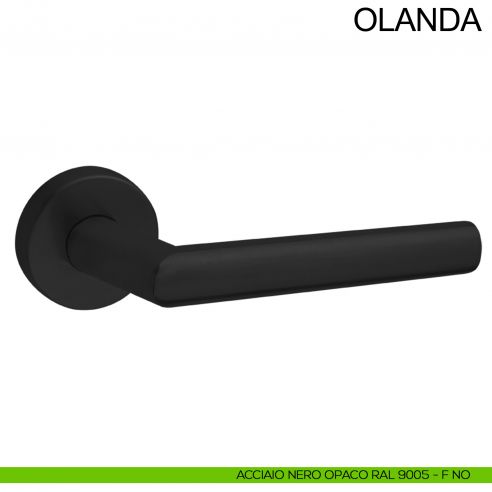 Maniglia zancata in acciaio per porta Olanda Fimet Inox nero opaco RAL 9005