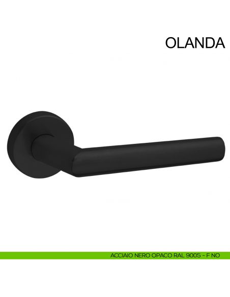 Maniglia zancata in acciaio per porta Olanda Fimet Inox nero opaco RAL 9005