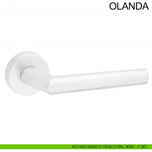 Maniglia zancata in acciaio per porta Olanda Fimet Inox bianco opaco RAL 9016