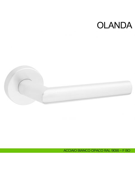 Maniglia zancata in acciaio per porta Olanda Fimet Inox bianco opaco RAL 9016