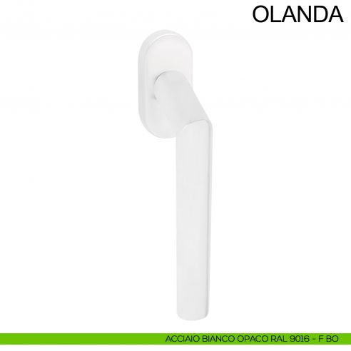 Maniglia zancata per finestra in acciaio DK Olanda Fimet Inox bianco opaco RAL 9016