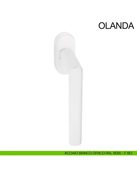 Maniglia zancata per finestra in acciaio DK Olanda Fimet Inox bianco opaco RAL 9016
