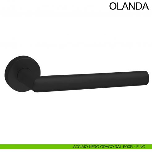 Maniglia in acciaio per porta Olanda Fimet Inox con impugnatura 200 mm nero opaco RAL 9005