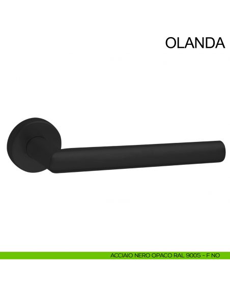 Maniglia in acciaio per porta Olanda Fimet Inox con impugnatura 200 mm nero opaco RAL 9005