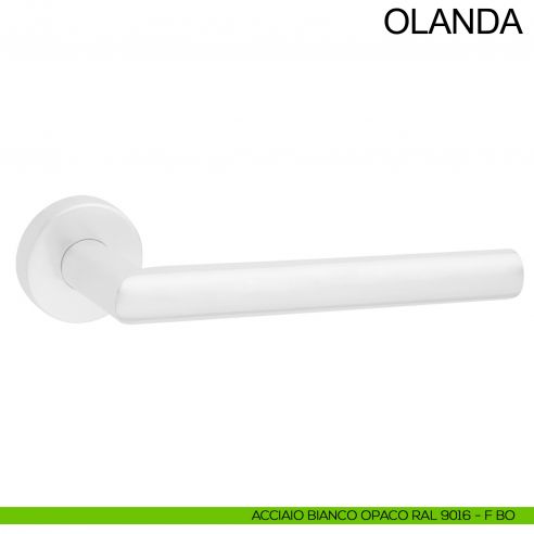 Maniglia in acciaio per porta Olanda Fimet Inox con impugnatura 200 mm bianco opaco RAL 9016