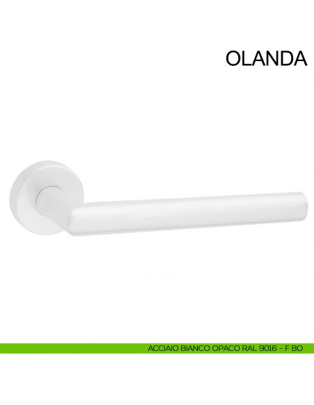 Maniglia in acciaio per porta Olanda Fimet Inox con impugnatura 200 mm bianco opaco RAL 9016