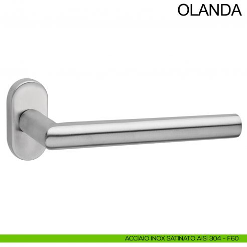 Maniglia in acciaio per porta con impugnatura 200 mm Olanda Fimet Inox rosetta ovale acciaio AISI 304
