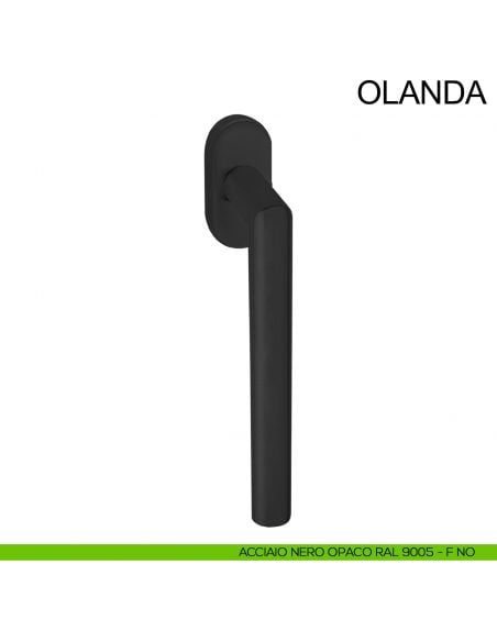 Maniglia per finestra in acciaio con impugnatura 200 mm DK Olanda Fimet Inox nero opaco RAL 9005