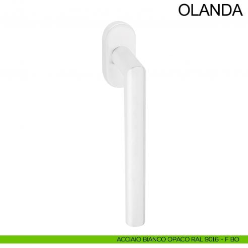 Maniglia per finestra in acciaio con impugnatura 200 mm DK Olanda Fimet Inox bianco opaco RAL 9016