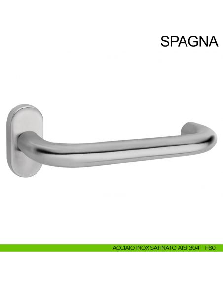 Maniglia in acciaio per porta con impugnatura 200 mm Spagna Fimet Inox rosetta ovale acciaio AISI 304