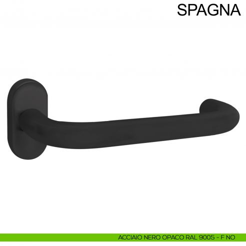 Maniglia in acciaio per porta con impugnatura 200 mm Spagna Fimet Inox rosetta ovale nero opaco RAL 9005