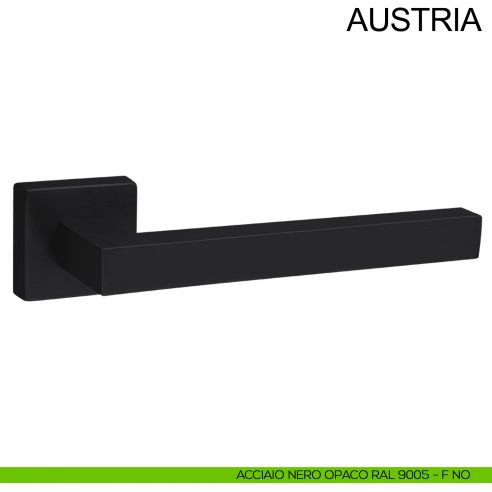 Maniglia in acciaio per porta con impugnatura 200 mm Austria Fimet Inox rosetta quadra nero opaco RAL 9016
