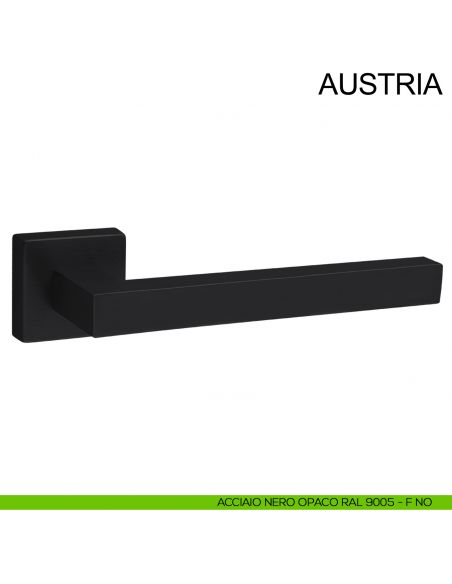 Maniglia in acciaio per porta con impugnatura 200 mm Austria Fimet Inox rosetta quadra nero opaco RAL 9016