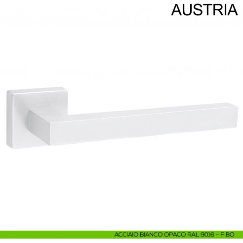 Maniglia in acciaio per porta con impugnatura 200 mm Austria Fimet Inox rosetta quadra bianco opaco RAL 9016