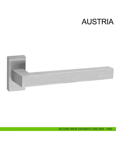 Maniglia in acciaio per porta con impugnatura 200 mm Austria Fimet Inox rosetta rettangolare acciaio AISI 304