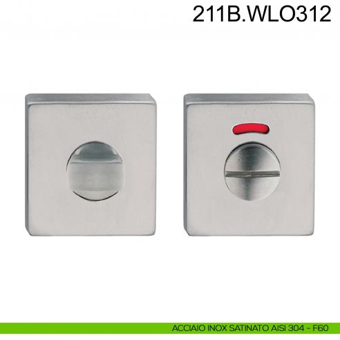 Nottolino WC libero occupato rosetta quadrata Fimet Inox acciaio AISI 304