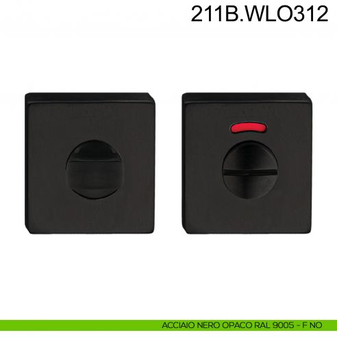 Nottolino WC libero occupato rosetta quadrata Fimet Inox nero opaco RAL 9005