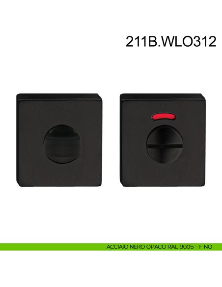 Nottolino WC libero occupato rosetta quadrata Fimet Inox nero opaco RAL 9005