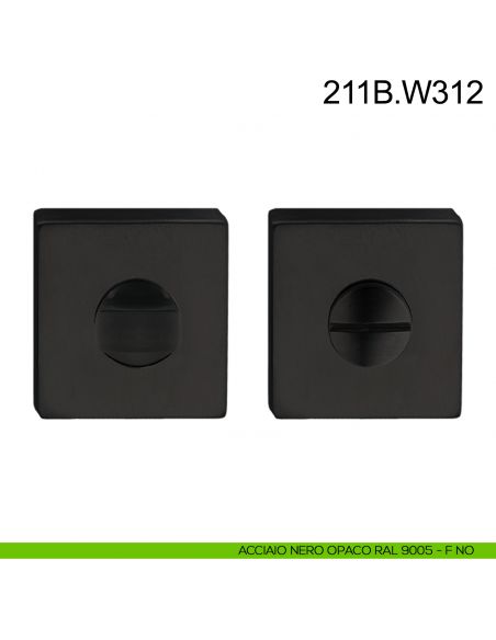 Nottolino per bagno in acciaio con rosetta quadrata Fimet Inox nero opaco RAL 9005
