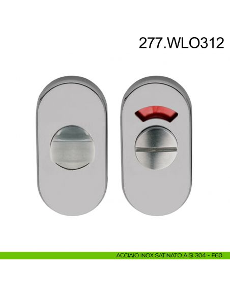 Nottolino WC libero occupato in acciaio con rosetta ovale Fimet Inox acciaio AISI 304