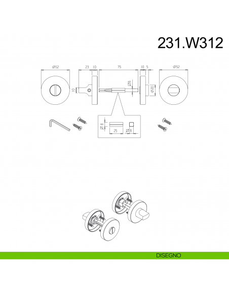 Nottolino per porta in acciaio Fimet Inox disegno