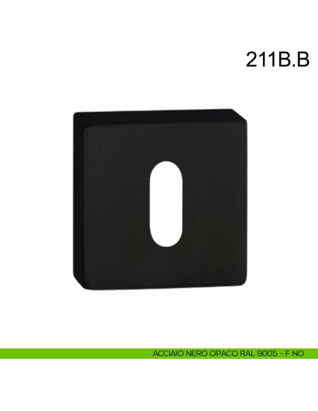 Bocchetta coprivite foro chiave quadrata in acciaio Fimet Inox nero opaco RAL 9005