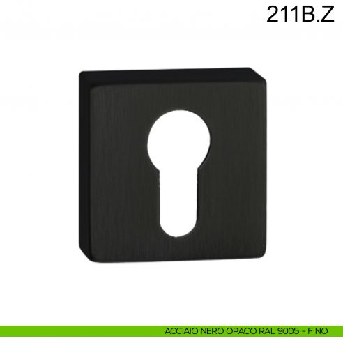 Bocchetta coprivite in acciaio foro yale quadrata Fimet Inox nero opaco RAL 9005