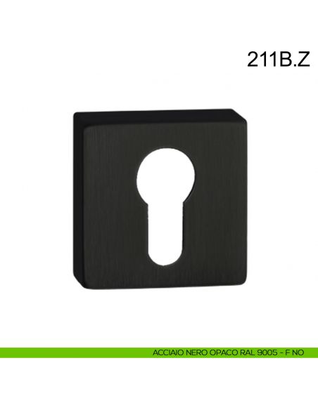 Bocchetta coprivite in acciaio foro yale quadrata Fimet Inox nero opaco RAL 9005