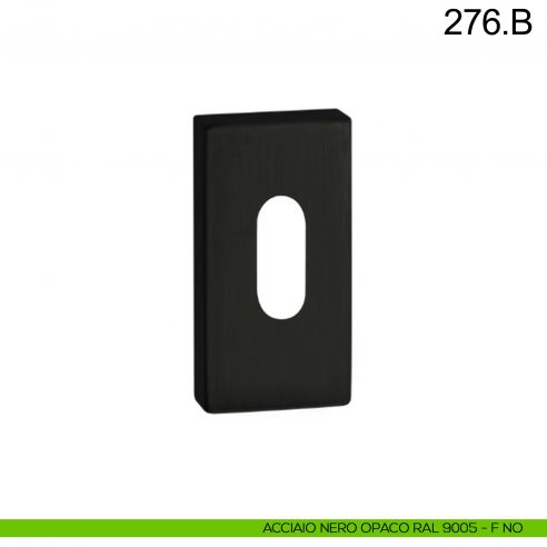 Bocchetta rettangolare coprivite foro chiave in acciaio Fimet Inox nero opaco RAL 9005