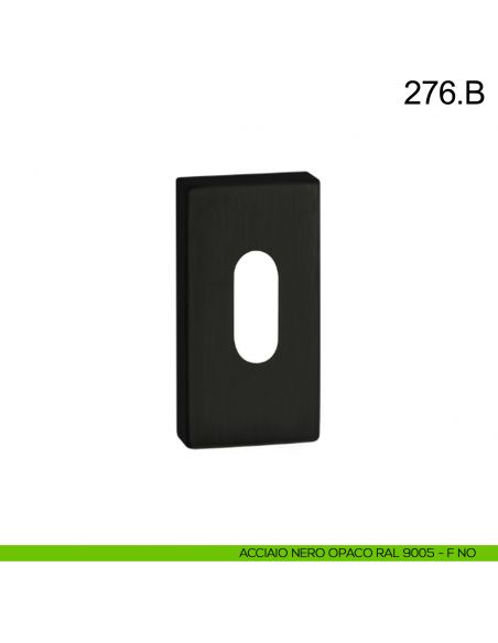 Bocchetta rettangolare coprivite foro chiave in acciaio Fimet Inox nero opaco RAL 9005