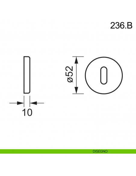Bocchetta tonda coprivite foro chiave in acciaio Fimet Inox disegno