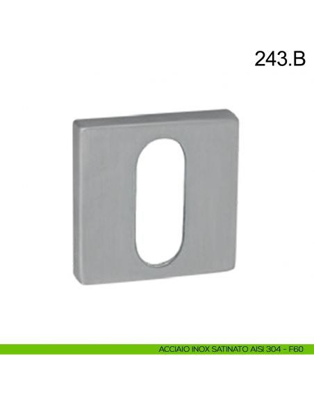 Bocchetta minimale quadrata in acciaio foro chiave Fimet Inox acciaio AISI 304