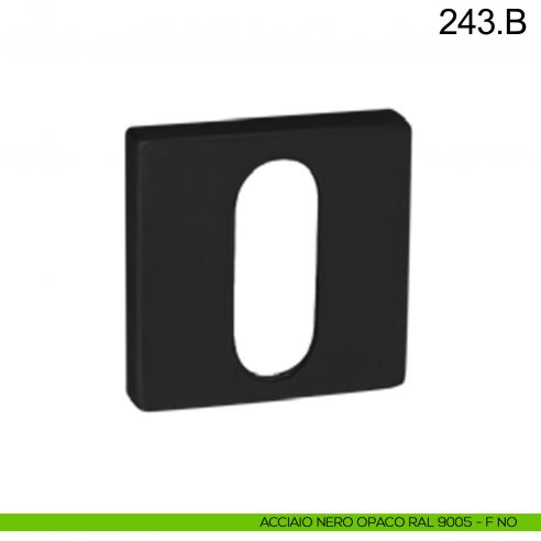 Bocchetta minimale quadrata in acciaio foro chiave Fimet Inox nero opaco RAL 9005