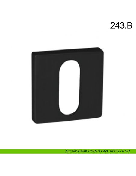 Bocchetta minimale quadrata in acciaio foro chiave Fimet Inox nero opaco RAL 9005