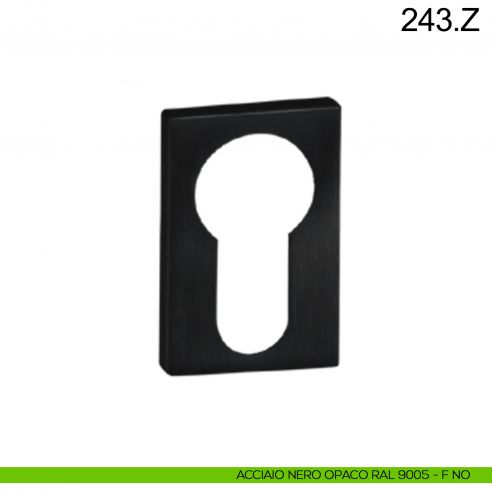 Bocchetta minimale rettangolare in acciaio foro yale Fimet Inox nero opaco RAL 9005