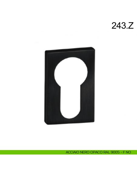 Bocchetta minimale rettangolare in acciaio foro yale Fimet Inox nero opaco RAL 9005