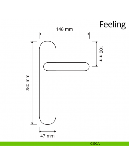 Maniglia con placca per porta interna Swarovski Feeling Linea Calì cieca disegno
