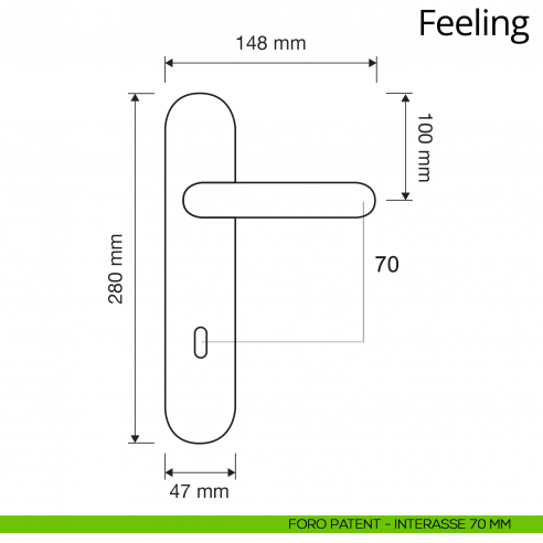 Maniglia con placca per porta interna Swarovski Feeling Linea Calì patent 70 disegno