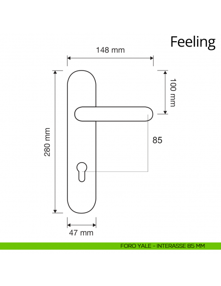 Maniglia con placca per porta interna Swarovski Feeling Linea Calì yale disegno