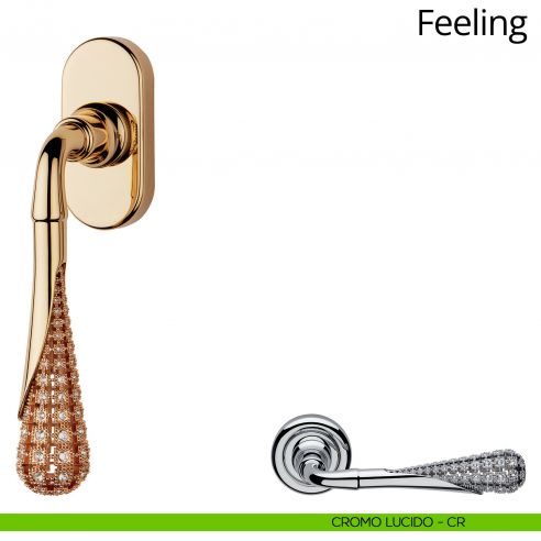 Maniglia Swarovski per finestra martellina DK Feeling Linea Calì cromo lucido