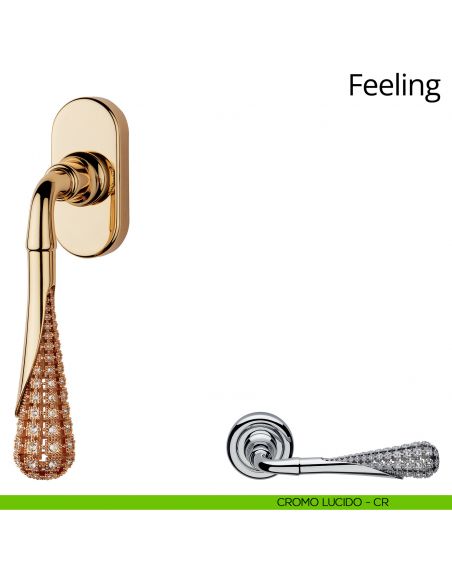 Maniglia Swarovski per finestra martellina DK Feeling Linea Calì cromo lucido