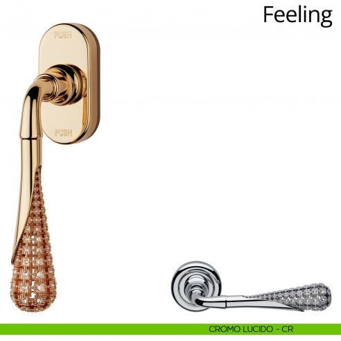 Maniglia Swarovski per finestra martellina DK antintrusione Feeling Linea Calì cromo lucido