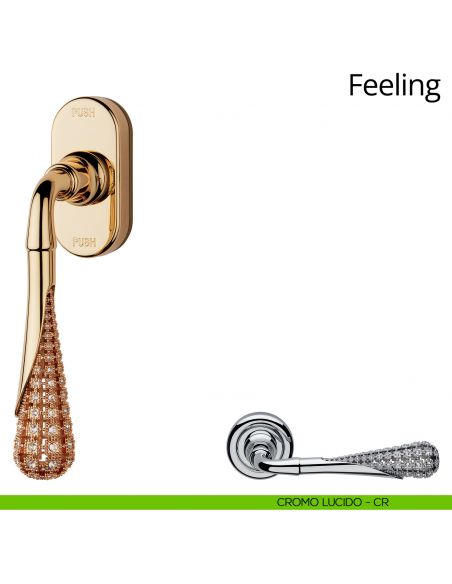 Maniglia Swarovski per finestra martellina DK antintrusione Feeling Linea Calì cromo lucido