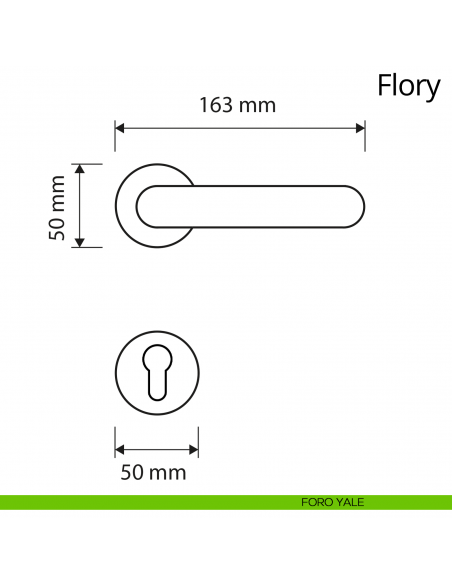 Maniglia per porta Swarovski con rosetta diametro 50 mm Flory Linea Calì disegno foro yale