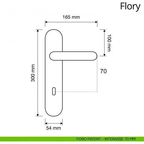 Maniglia con placca Swarovski per porta interna Flory Linea Calì patent 70 disegno