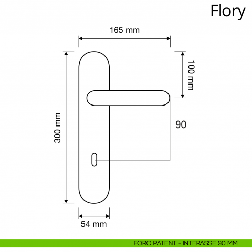 Maniglia con placca Swarovski per porta interna Flory Linea Calì patent 90 disegno