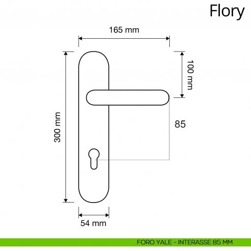 Maniglia con placca Swarovski per porta interna Flory Linea Calì yale disegno