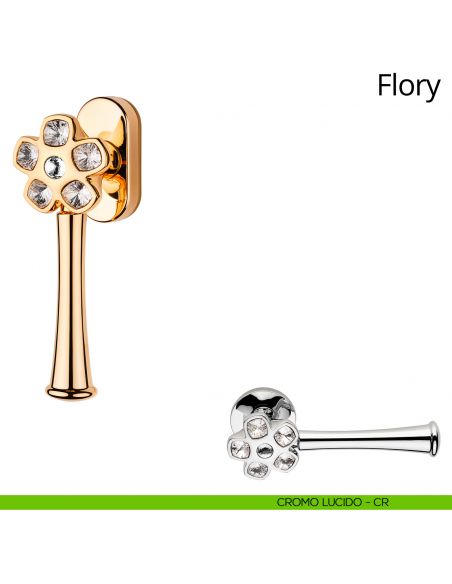 Maniglia per finestra martellina DK Swarovski Flory Linea Calì cromo lucido