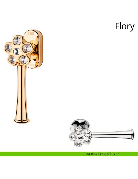 Maniglia Swarovski per finestra martellina DK SmartBlock Flory Linea Calì cromo lucido