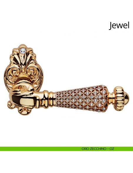 Maniglia Swarovski per porta Jewel Linea Calì rosetta ovale oro zecchino